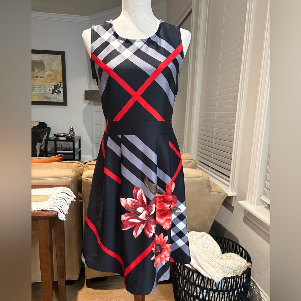 VENUS Striped Floral Midi Dress
